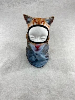 Cat Face Print Pet Hooded Bandana - Orange/White hat cover head motorcycle